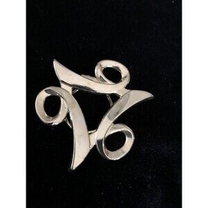 Beautiful Vintage Modernist JERI-LOU Smooth Goldtone Finish Abstract Scarf Clip